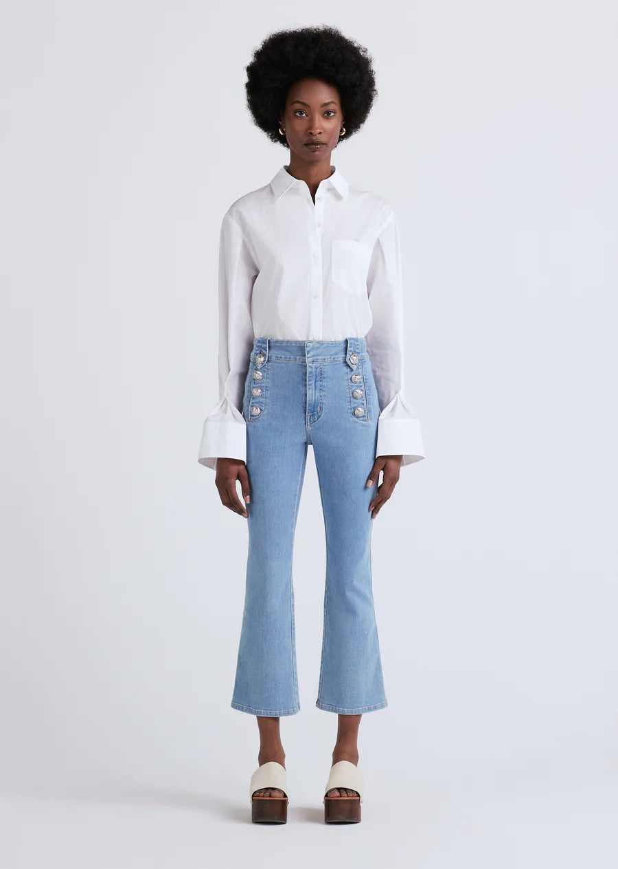 Robertson Crop Flare Trousers - Dover Light Denim