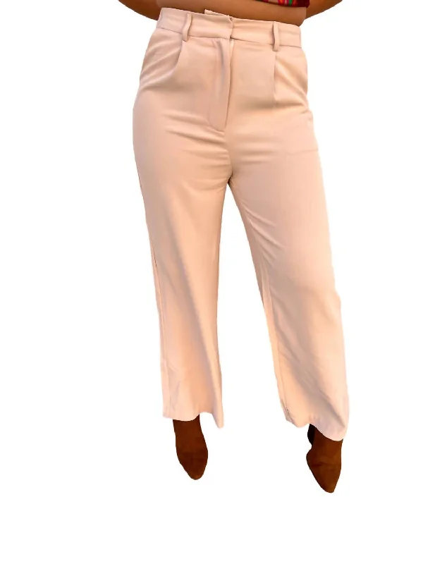 Raella Solid Point Wide Pants In Beige