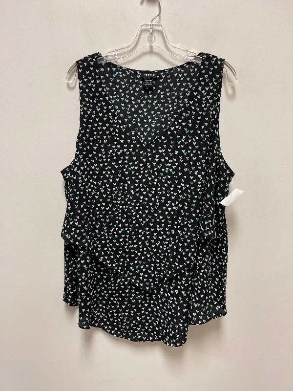 Top Sleeveless By Torrid In Black & Green, Size: 1x