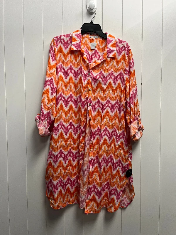 Dress Casual Short By Chicos In Orange & Pink, Size: Xl