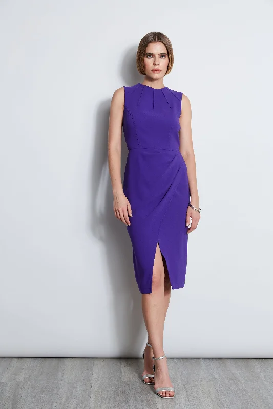 Dart Neck Faux Wrap Dress