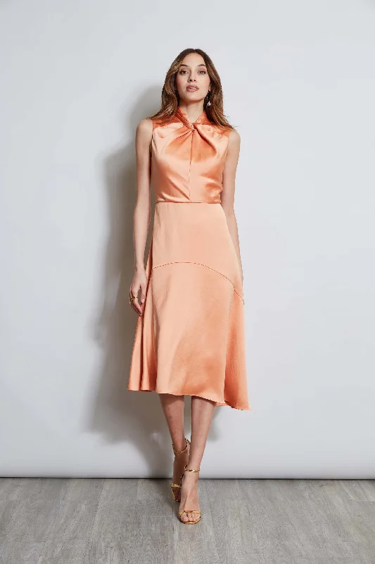 Twist Neck Satin Dress